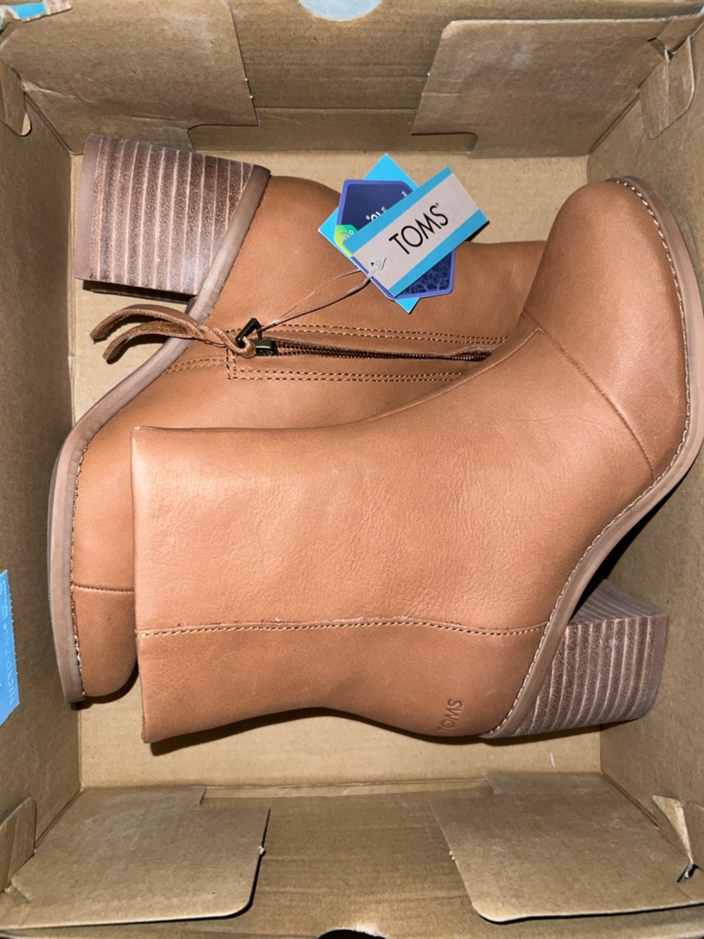 TOMS SHOES Tan Heel Booties SIZE 5